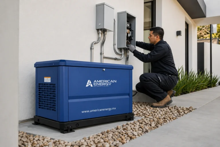 Instalación de generador de energía residencial American Energy conectado al sistema eléctrico de una vivienda en México