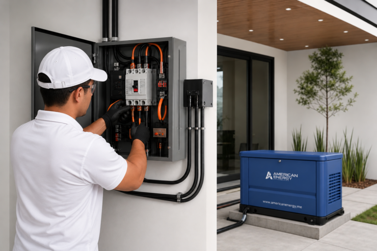 Instalador de ATS de American Energy para hogar con generador de energía
